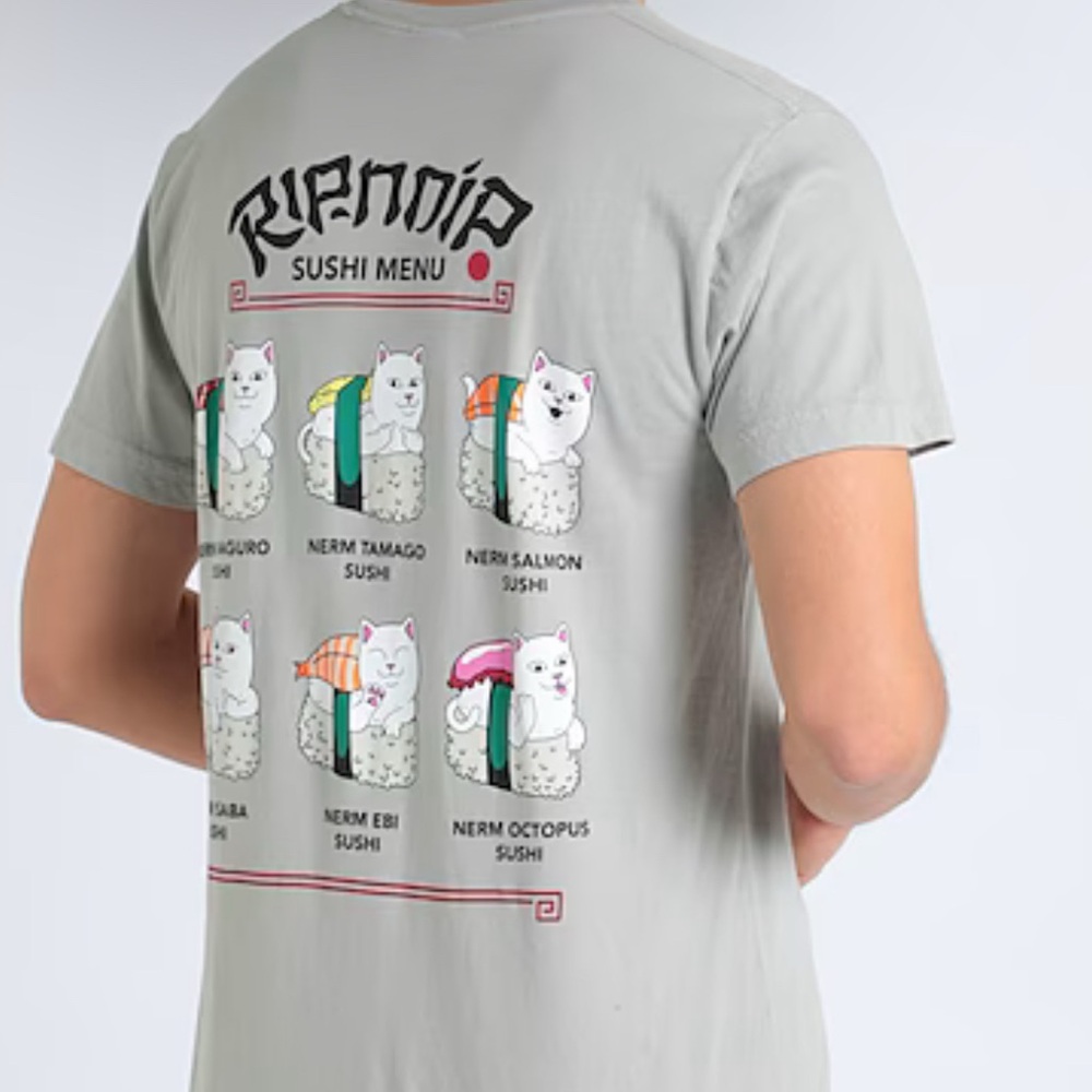 Rip N Dip Grey Sushi Menu T-Shirt -L - NWOT